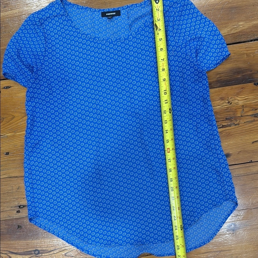 Premise Blue Relaxed Short Sleeve Patterned Blouse Size Small - Picture 4 of 7